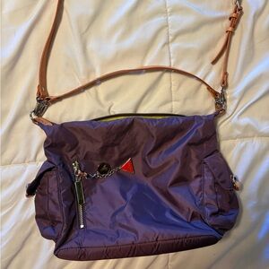 Y2K Plum & Green Shoulder Bag w/ Adjustable Leather Strap (Original from Taipei)